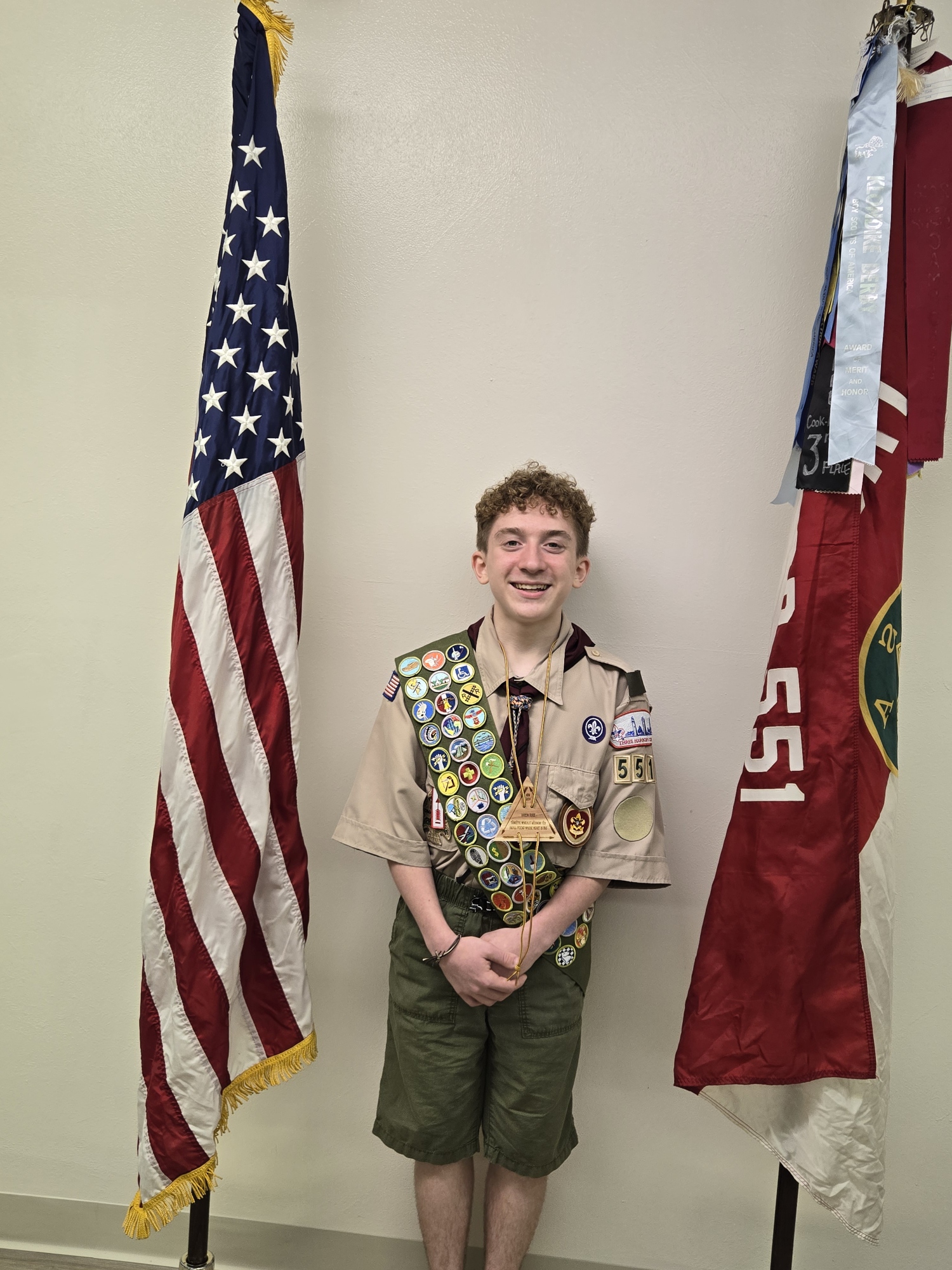 aaron earning his eagle scout rank